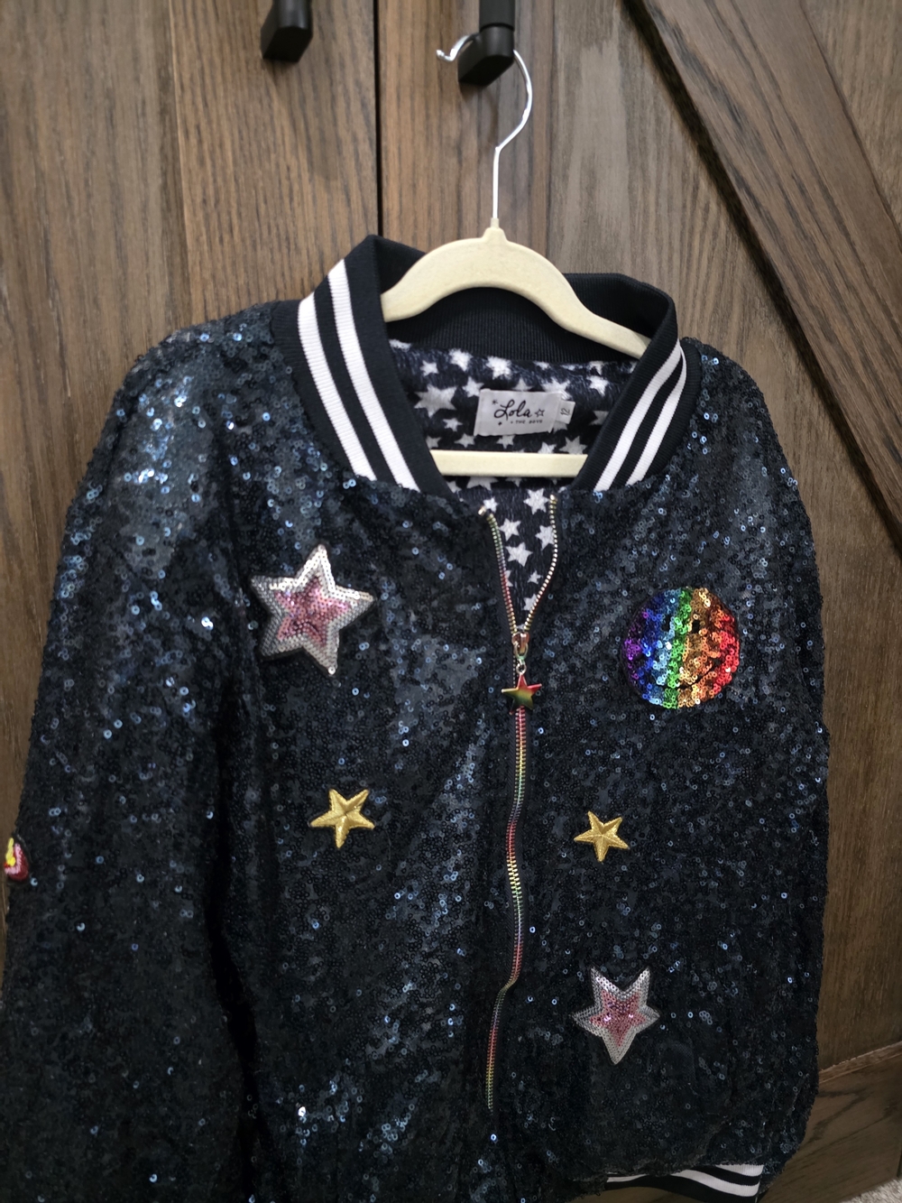 Lola + The Boys Sequin Bomber Jacket - Picture 2 of 4